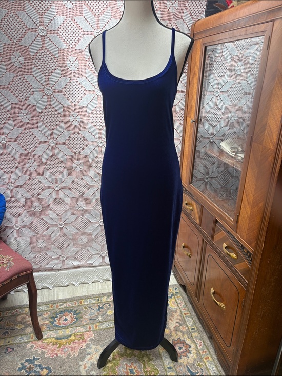 Dresses & Skirts - Vintage Blue Velvet Slip Dress | Made in Canada